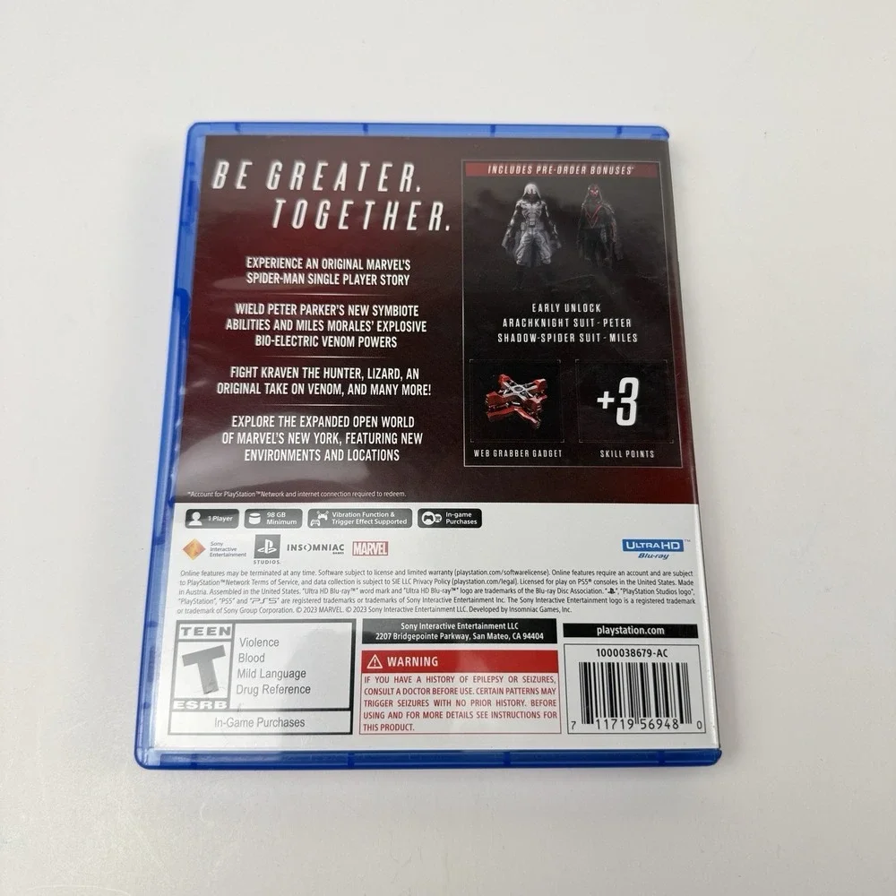 Marvel Spiderman 2 [Launch Edition] (Playstation 5, 2023) PS5 Tested Working